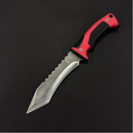 Cuțit camping tactic AJ 31 cm, lama otel inox, maner abs rosu-negru, teacă inclusa, CUT-TAC31R