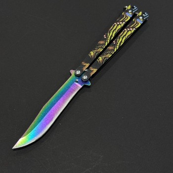 Briceag Balisong Skull 22cm, lama otel inox, maner stil fluture/butterfly, BAL-22FSKL