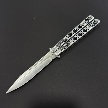 Briceag Balisong Grey Dragon 28cm, lama otel inox, maner stil fluture/butterfly, BAL-28FGRD