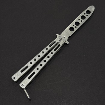 Briceag Balisong Silver 22cm, lama fara tais, maner stil fluture/butterfly, BAL-22FTSLV