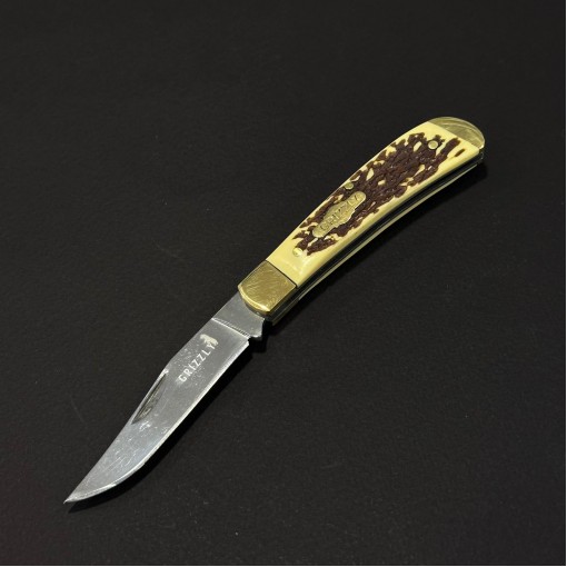 Cutit briceag camping și drumetie Grizzly 17cm, lama otel inox, maner corn cerb, BRC-GRZ17