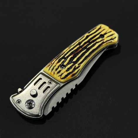 Cutit briceag camping și drumetie 21cm, lama otel inox, maner corn cerb, husa, BRCC-21Z