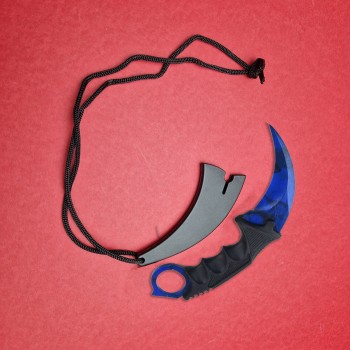 Briceag tip cutit Karambit 19cm, lama otel inox, cu teaca si snur, KAR-19TABS