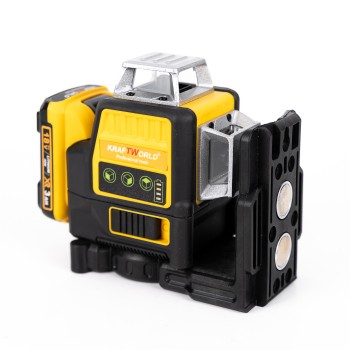 Nivela laser verde 3D Kraftworld, 2 acumulatori 18V 3Ah, 3 fascicule