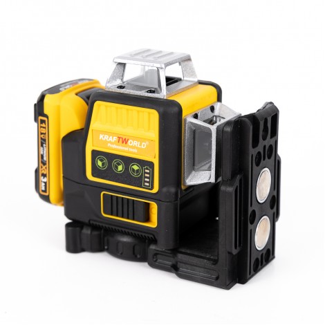 Nivela laser verde 3D Kraftworld, 2 acumulatori 18V 3Ah, 3 fascicule