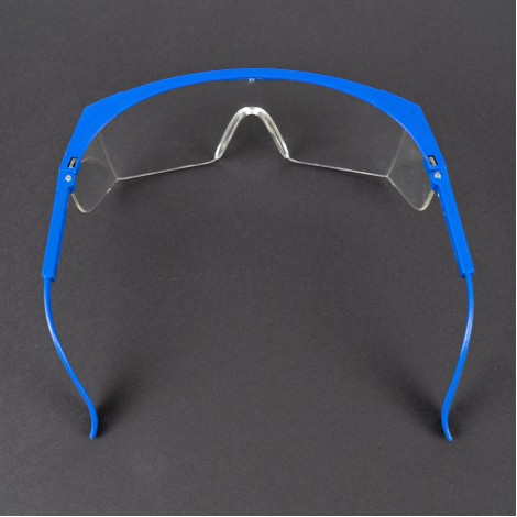 Ochelari de protectie PVC, lentile policarbonat transparente, rama albastra