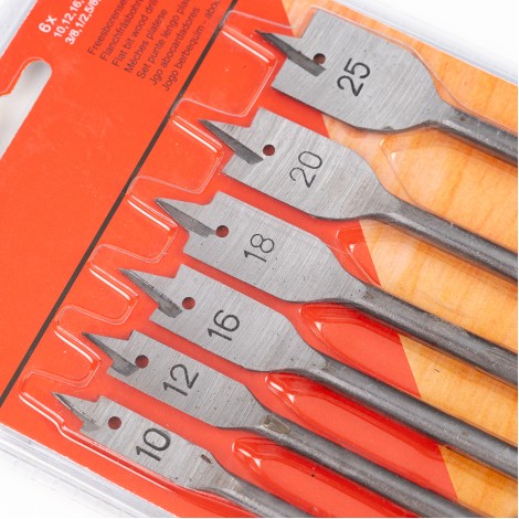 Set burghie plate pentru lemn, 6 piese, 10/12/16/18/20/25mm