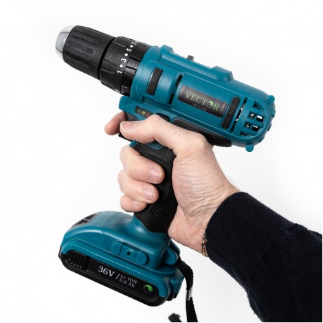 Trusa Bormasina cu percutie Vector, 2 acumulatori 36V 6Ah, 28 accesorii