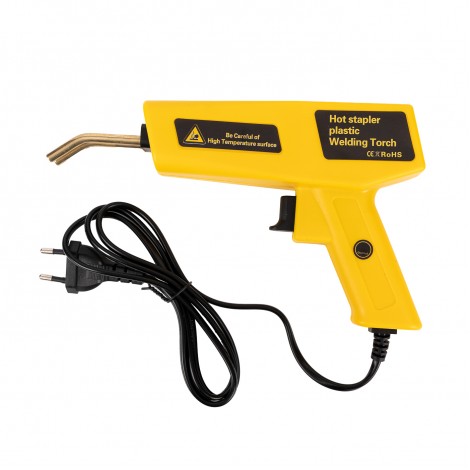 Trusa pistol lipit plastic la cald multifunctional, 400 capse, cleste si cutter, galben