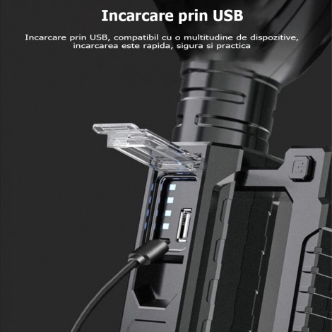 Lanterna LED cu maner si trepied inclus, 20W, 8000lumen, functie Powerbank, rezistenta la apa Lanterna LED cu maner si trepied inclus, 20W, 8000lumen, functie Powerbank, rezistenta la apa